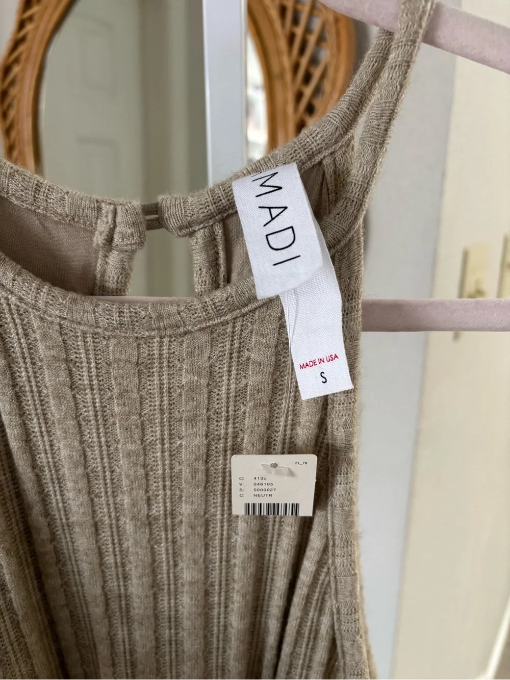 Anthropologie / NWT Amadi Caroline Knit Halter Maxi Dress In Oatmeal